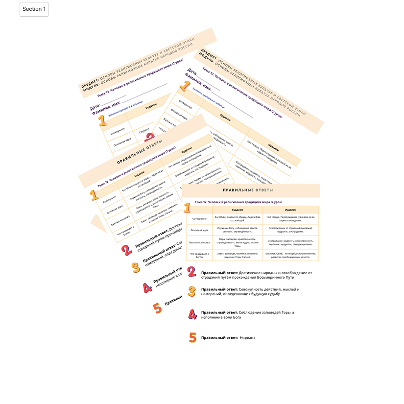 Рабочий лист. Человек в религиозных традициях мира (2 урок)